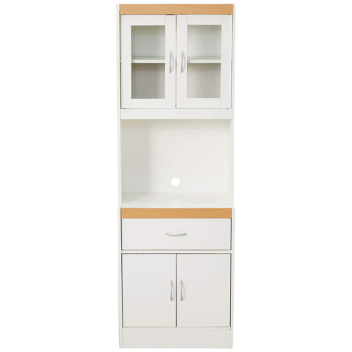 Hodedah Kitchen Storage Cabinet w/ Open Space for Microwave, White (For Parts)