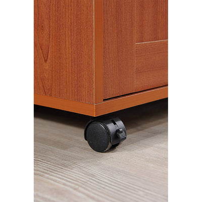 Hodedah Wheeled Kitchen Island Cart with Spice Rack and Towel Holder, Cherry