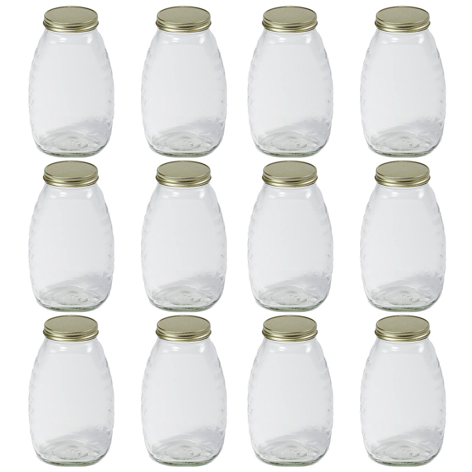 Little Giant 32 Ounce Beekeeping Honey Glass Skep Jar w/ Airtight Lid (12 Pack) - VMInnovations