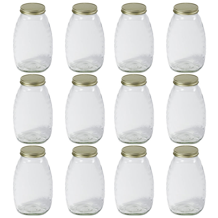 Little Giant 32 Ounce Beekeeping Honey Glass Skep Jar w/ Airtight Lid (12 Pack)