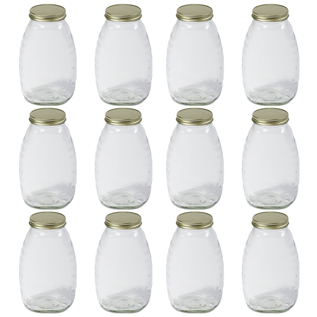 Little Giant 32 oz Honey Glass Skep Jar w/ Airtight Lid (12 Pack) (Open Box)