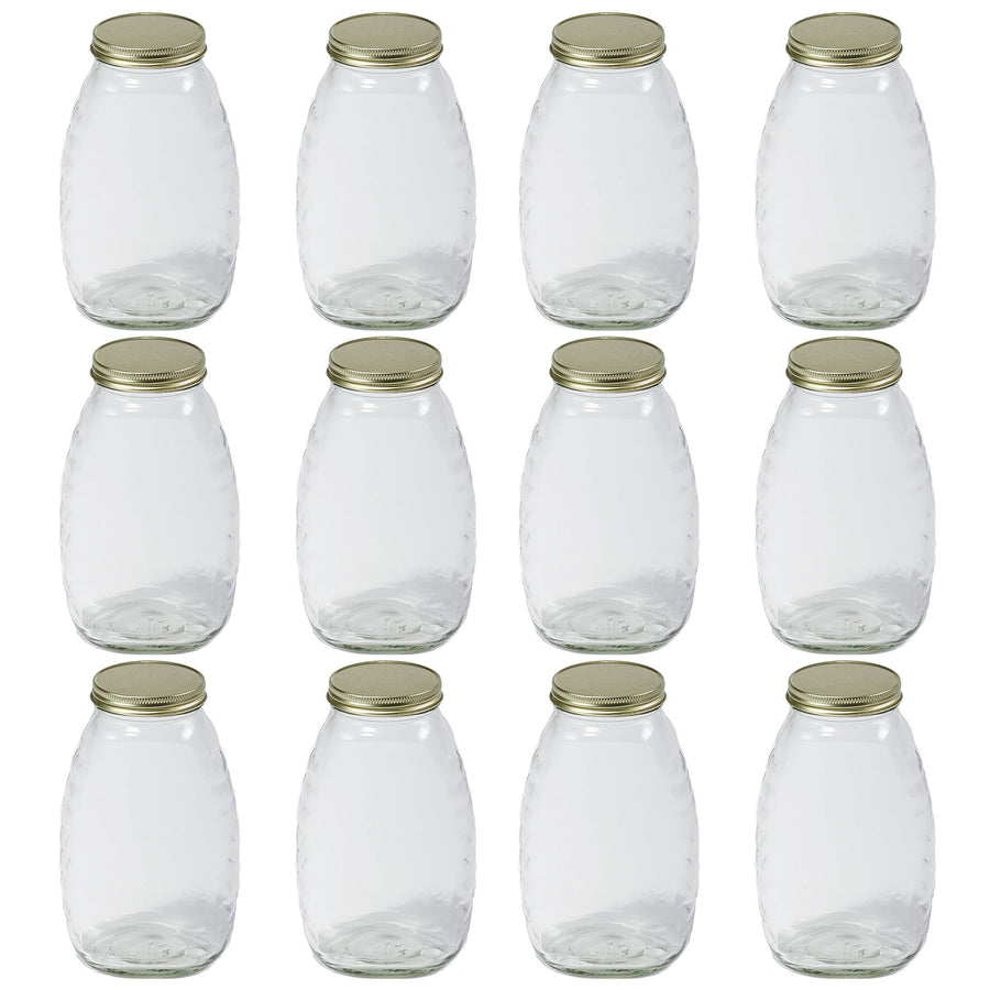 Little Giant 32 oz Beekeeping Honey Glass Skep Jar w/ Airtight Lid (12pk) (Used) - VMInnovations