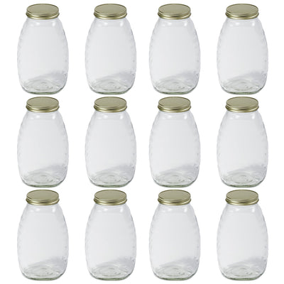 Little Giant 32 oz Beekeeping Honey Glass Skep Jar w/ Airtight Lid (12pk) (Used)