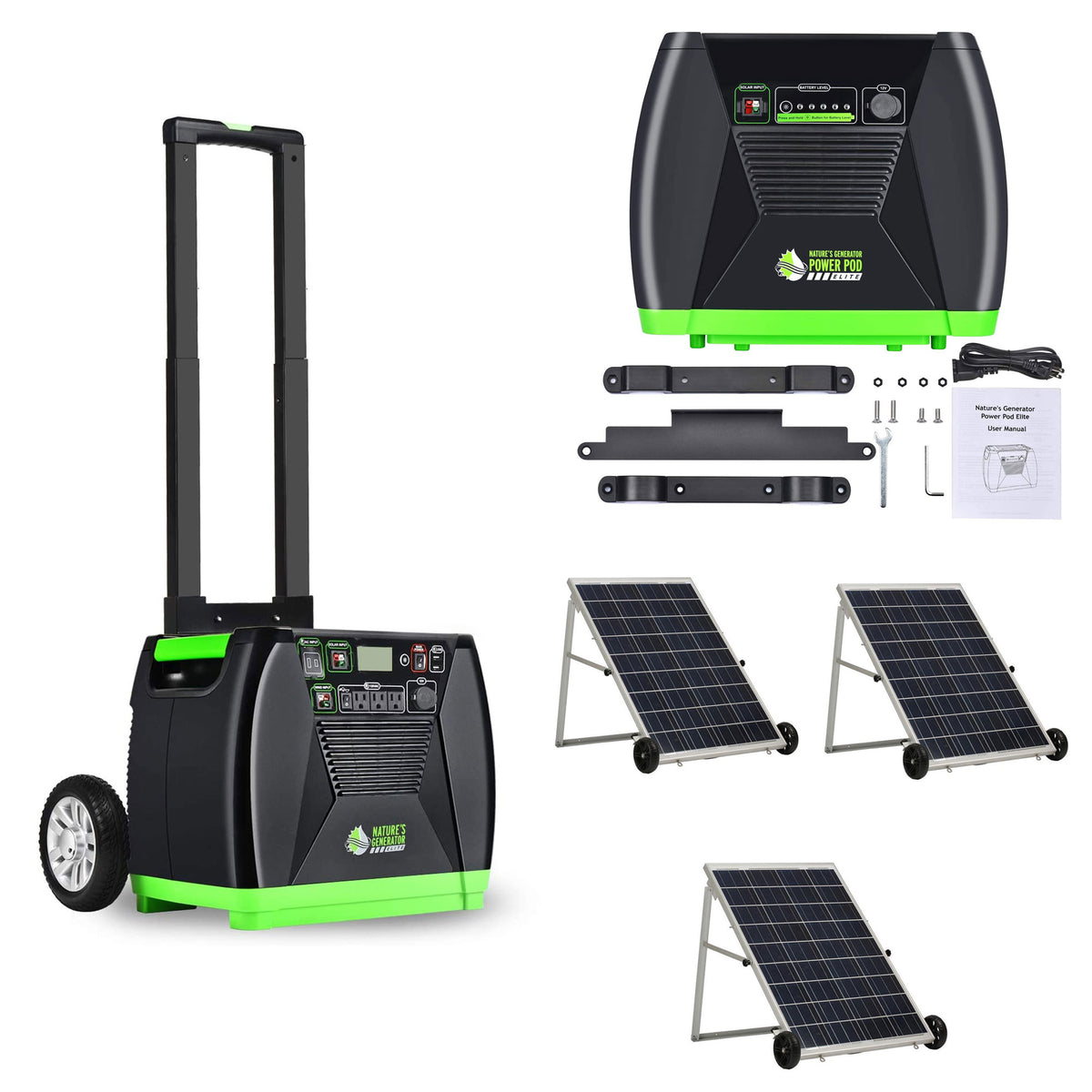 Nature's Generator Elite Generator Bundle w/ Power Pod & Solar Panels (3 Pack)