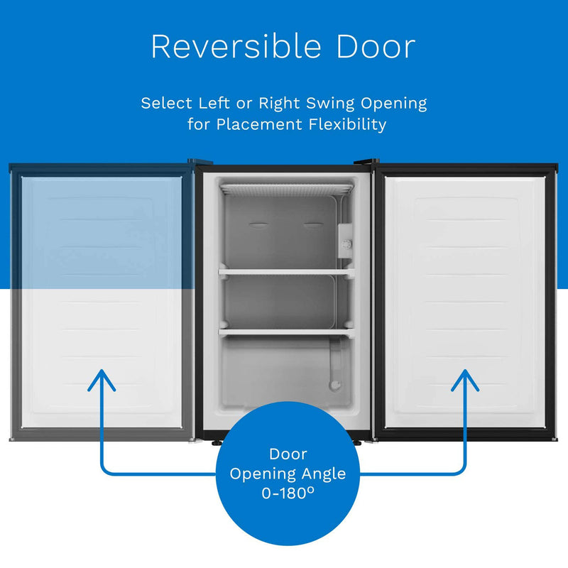 hOmeLabs Compact 3.0 Cubic Ft Single Door Freestanding Locking Mini Freezer