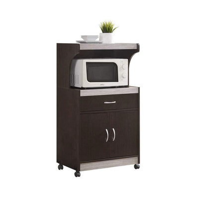 Hodedah Wheeled Microwave Cart with Drawer and Cabinet Storage (Used) - VMInnovations