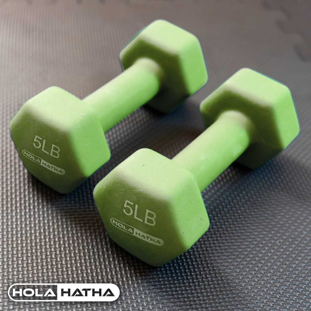 HolaHatha Dumbbell Hand Weights Set & Rack for Home Workout, 76 Lbs, Multicolor