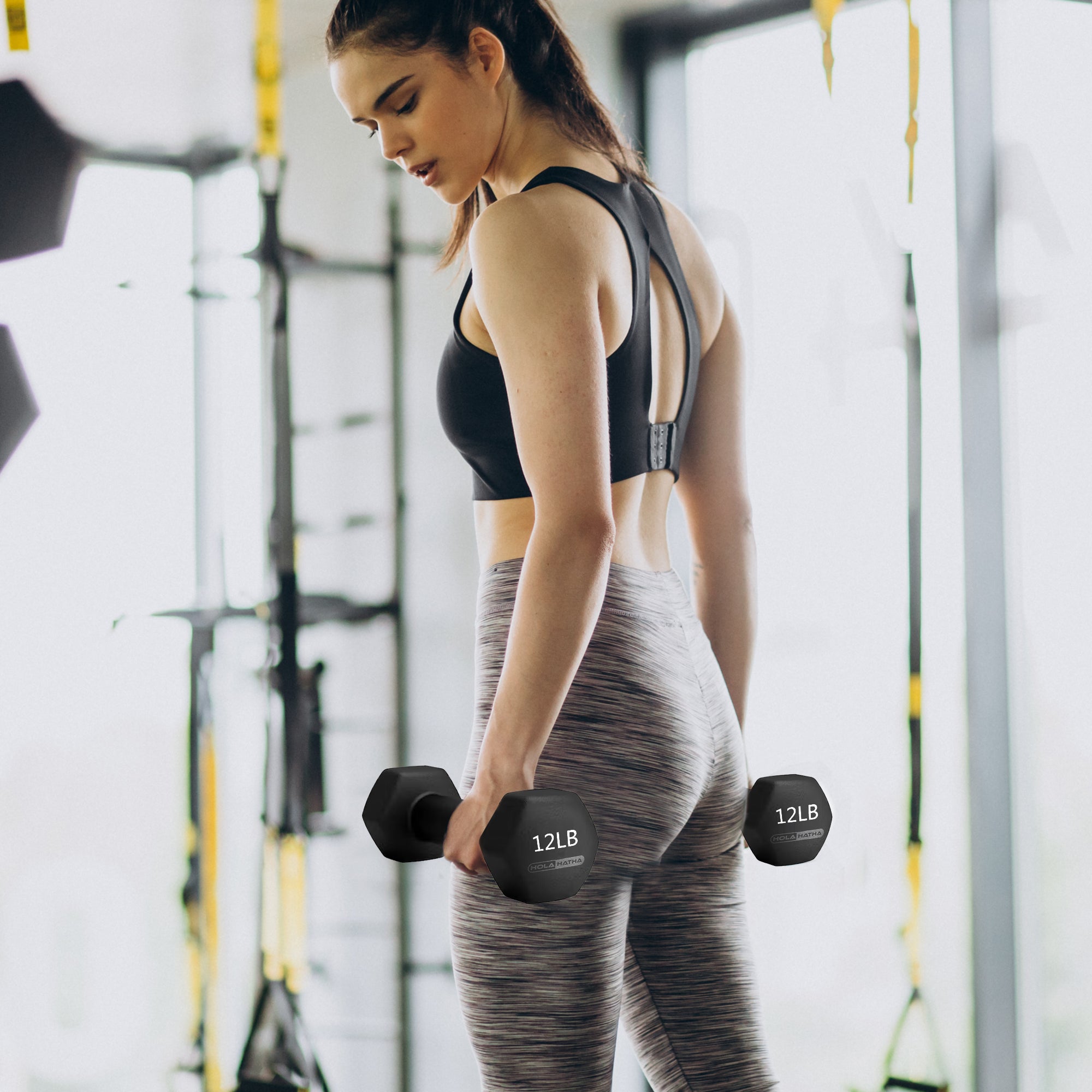 HolaHatha 3, 5, 8, 10, 12 & 15lb Neoprene Dumbbell Set w/Storage Rack(For Parts) - VMInnovations