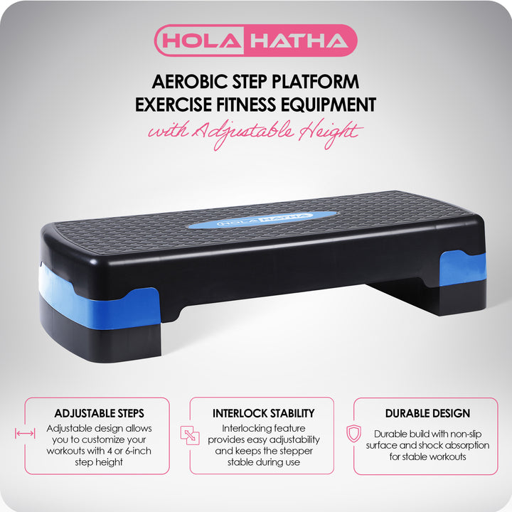 HolaHatha Aerobic Step Platform Exercise Equipment w/Adjustable Height(Open Box)