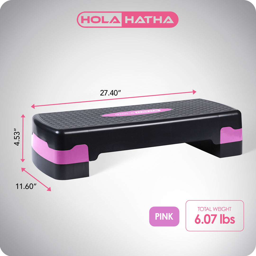 HolaHatha Aerobic Step Platform Exercise Fitness Equipment w/ Adjustable Height