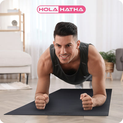 HolaHatha Lightweight Padded Foam Fitness Mat for Workout Activity, Medium, Grey