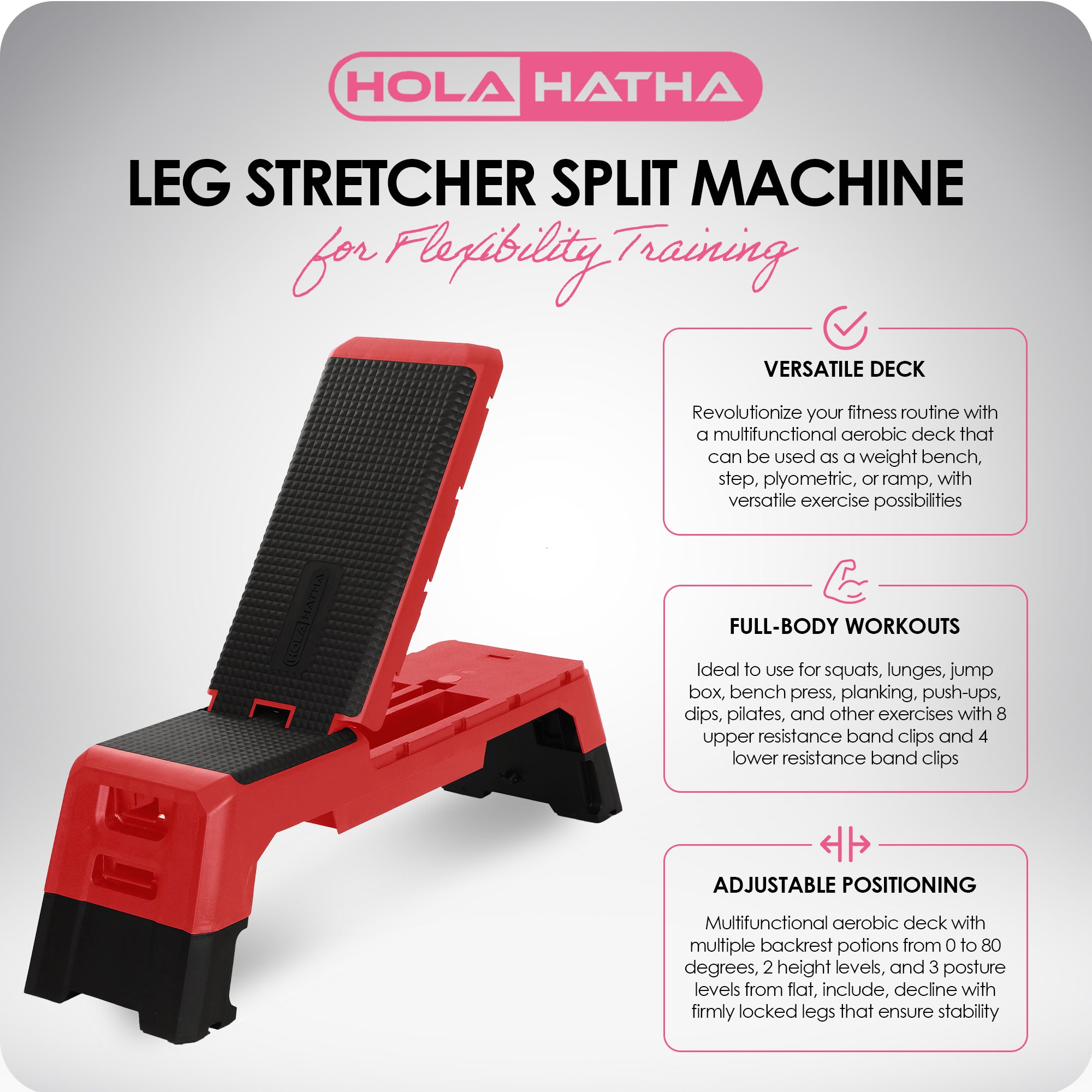 HolaHatha Multifunctional Fitness Aerobic Deck with Storage Compartment, Red - VMInnovations