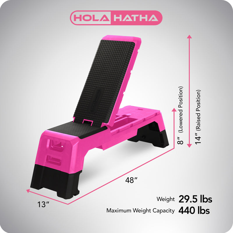 HolaHatha Multifunctional Fitness Aerobic Deck with Storage Compartment, Pink