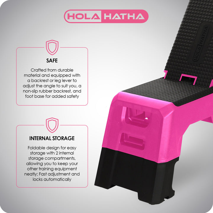 HolaHatha Multifunctional Fitness Aerobic Deck with Storage Compartment, Pink