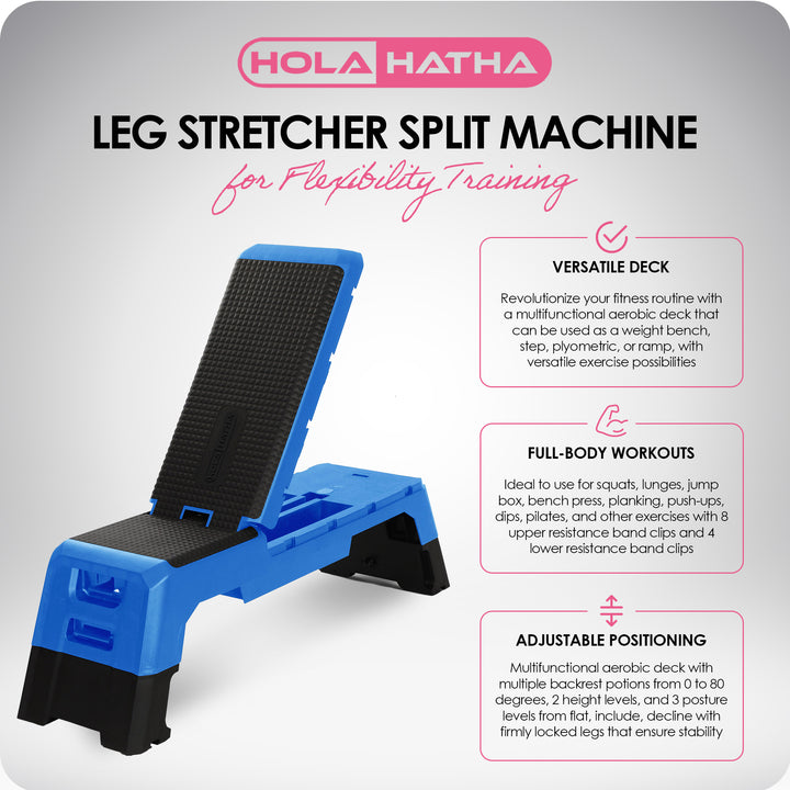 HolaHatha Multifunctional Fitness Aerobic Deck w/Storage Compartment, Blue(Used)