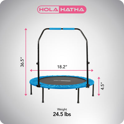 HolaHatha 48" Foldable Fitness Trampoline w/Adjustable Handle, Blue (For Parts) - VMInnovations