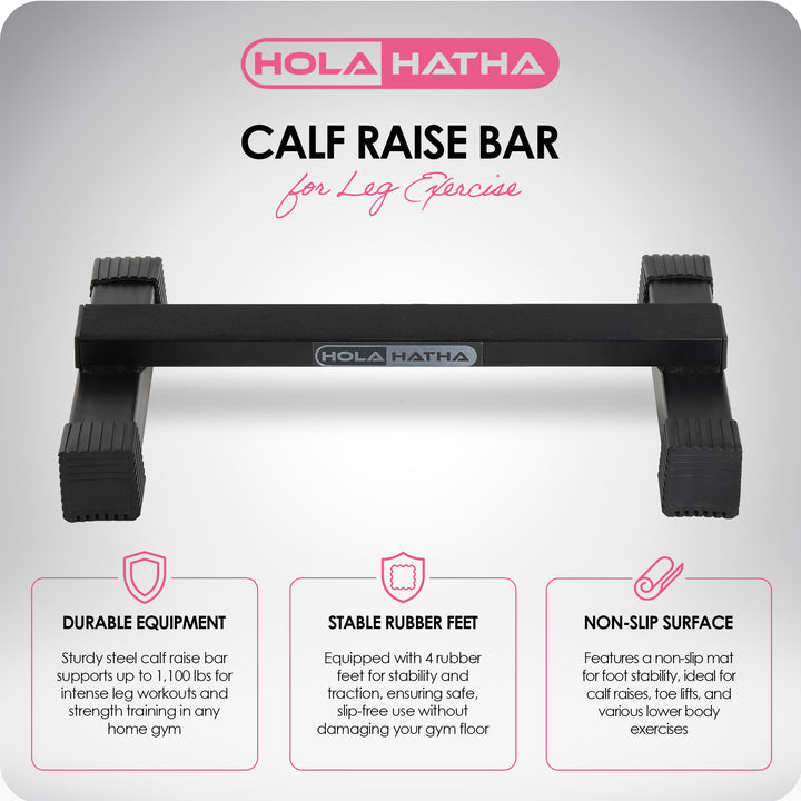 HolaHatha Calf Raise Non Slip Steel Fitness Stretcher, Black (Open Box)