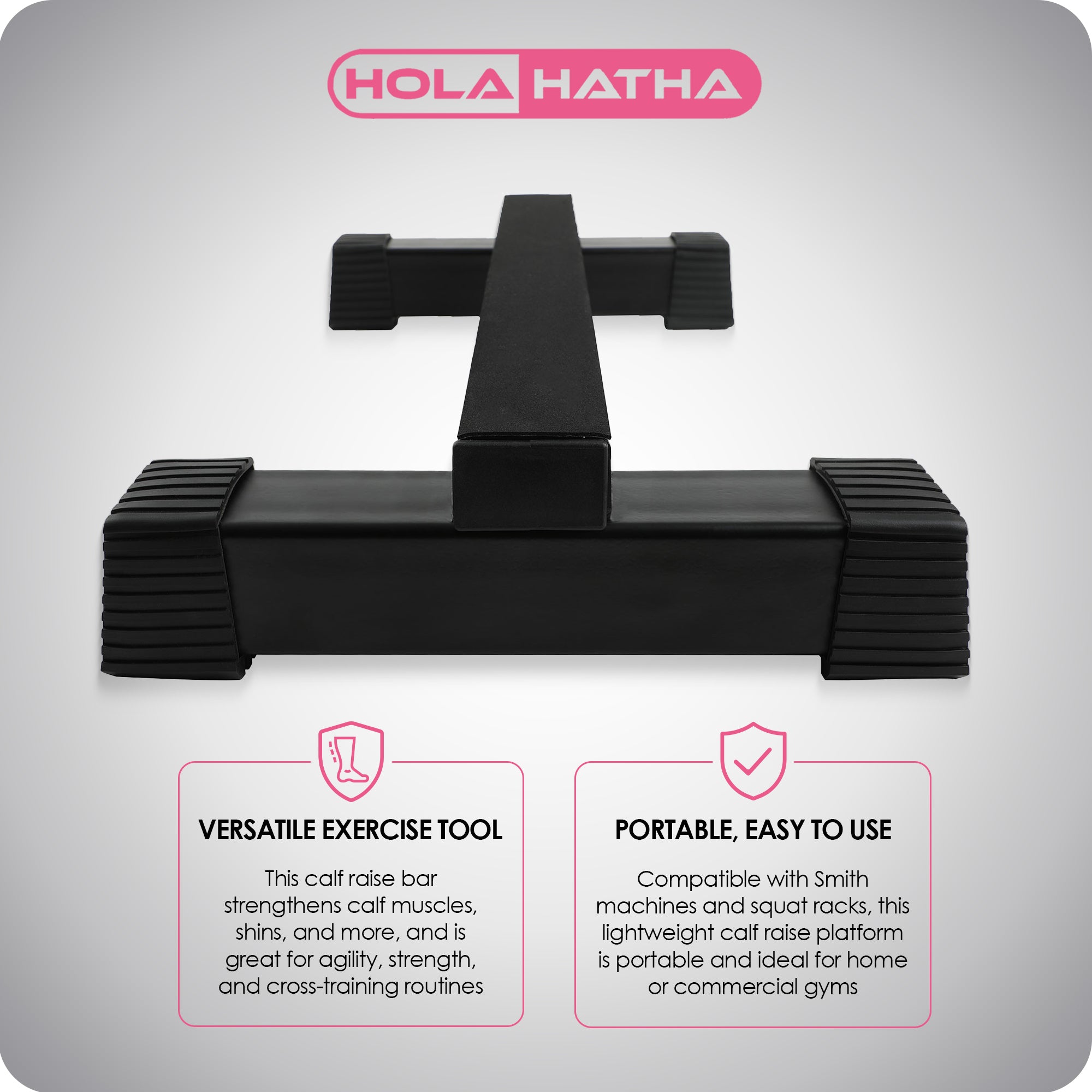 HolaHatha Calf Raise Non Slip Steel Fitness Stretcher, Black (Open Box) - VMInnovations