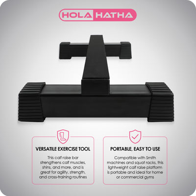 HolaHatha Calf Raise Non Slip Steel Fitness Stretcher, Black (Open Box) - VMInnovations