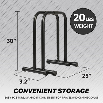HolaHatha Dip Station Bar w/Adjustable Foot & Non Slip Covers, Black (Open Box) - VMInnovations