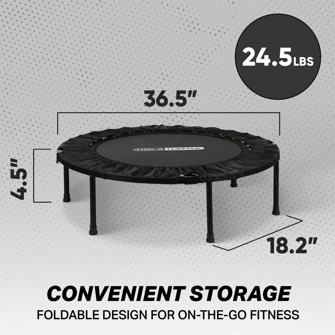 HolaHatha 48" Foldable Mini Trampoline Rebounder w/Adjustable Handle (Open Box)