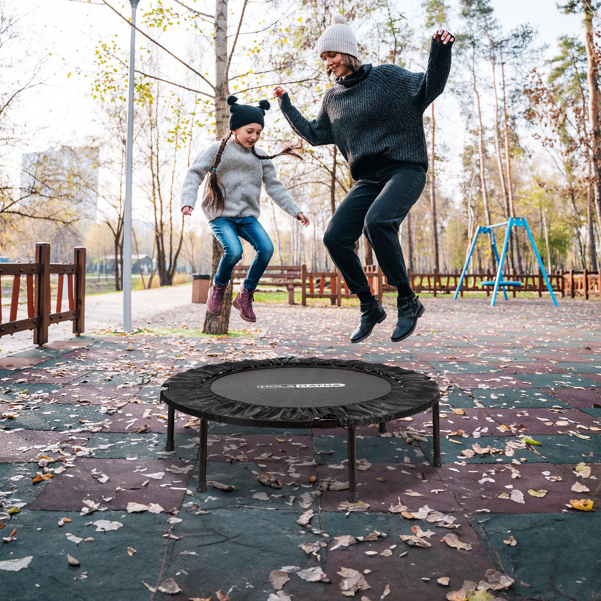 HolaHatha 48" Foldable Mini Trampoline Rebounder w/Adjustable Handle (For Parts) - VMInnovations