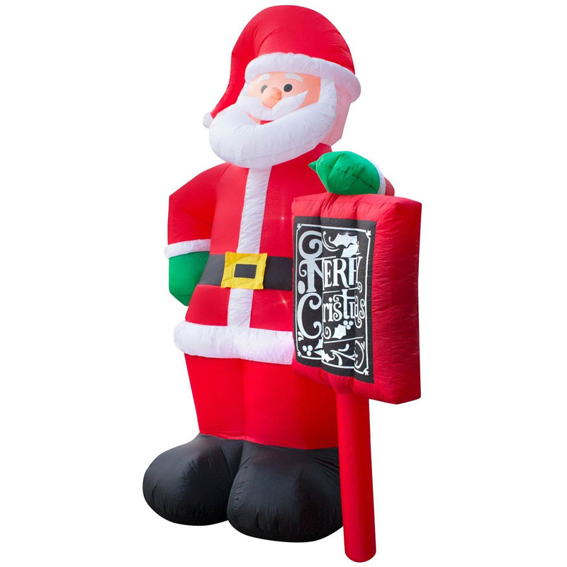 Holidayana 10 Ft Tall Giant Inflatable Merry Santa Claus Holiday Yard (Open Box)