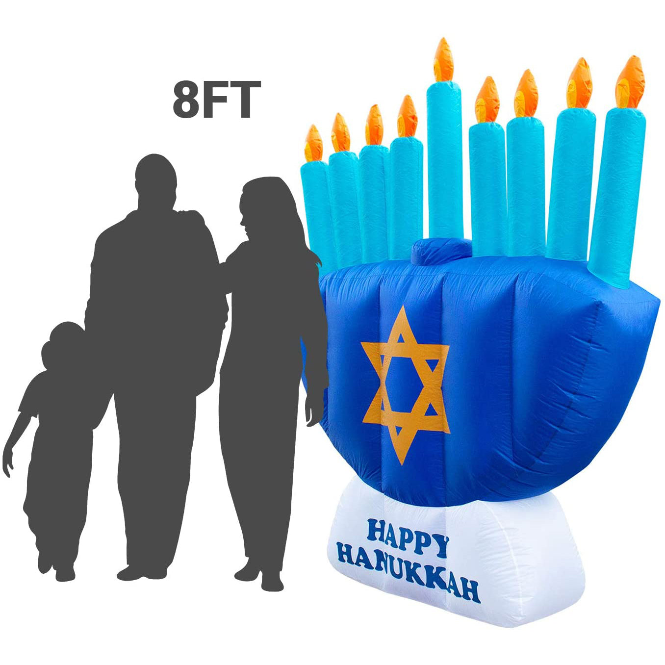 Holidayana 8 Ft Tall Giant Inflatable Hanukkah Menorah Yard Decoration(Open Box)