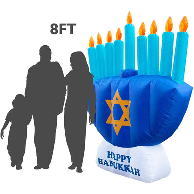 Holidayana 8 Ft Tall Giant Inflatable Hanukkah Menorah Yard Decoration(Open Box)