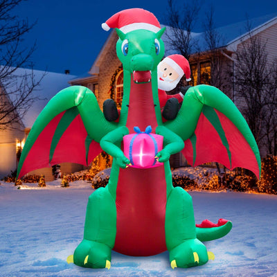 Holidayana 9' Inflatable Santa Claus Riding Dragon Yard Decoration (For Parts)