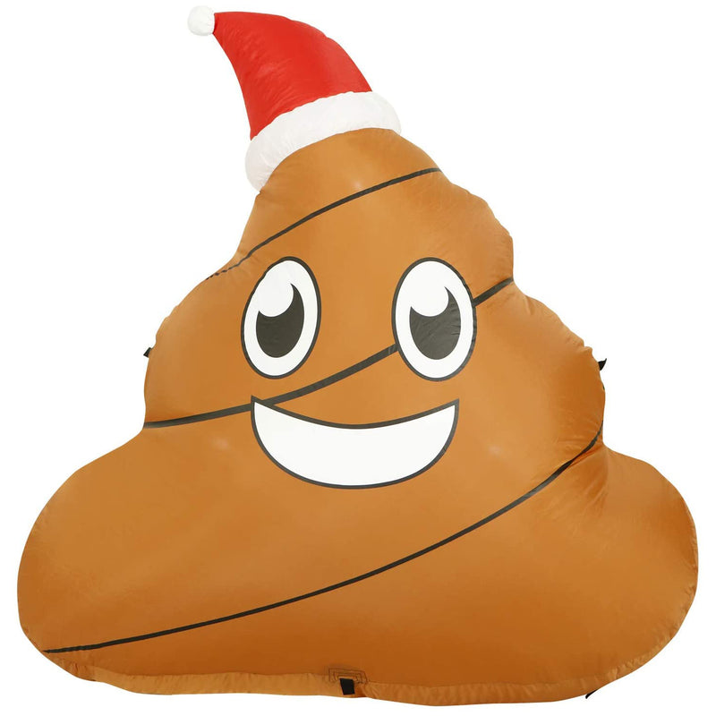 Holidayana 4 Ft Tall Giant Inflatable Poop Emoji Yard Decoration (Open Box)