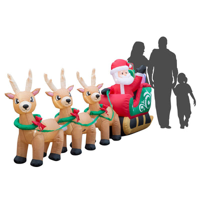 Holidayana 12' Giant Inflatable Santa w/Reindeer Sleigh Holiday Decor (Open Box)
