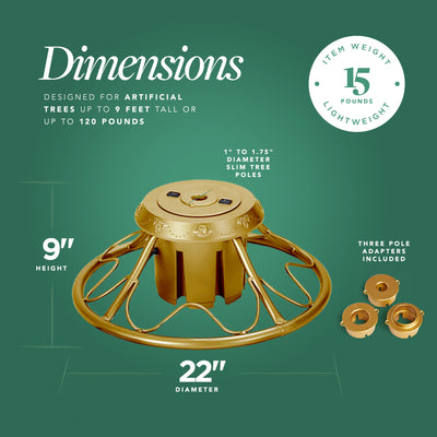 Home Heritage Golden Rotating Christmas Tree Stand For up to 9 Feet (Open Box) - VMInnovations
