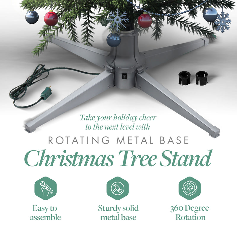 Home Heritage Metal Rotating Christmas Tree Stand for Holiday Trees Up to 7.5 ft