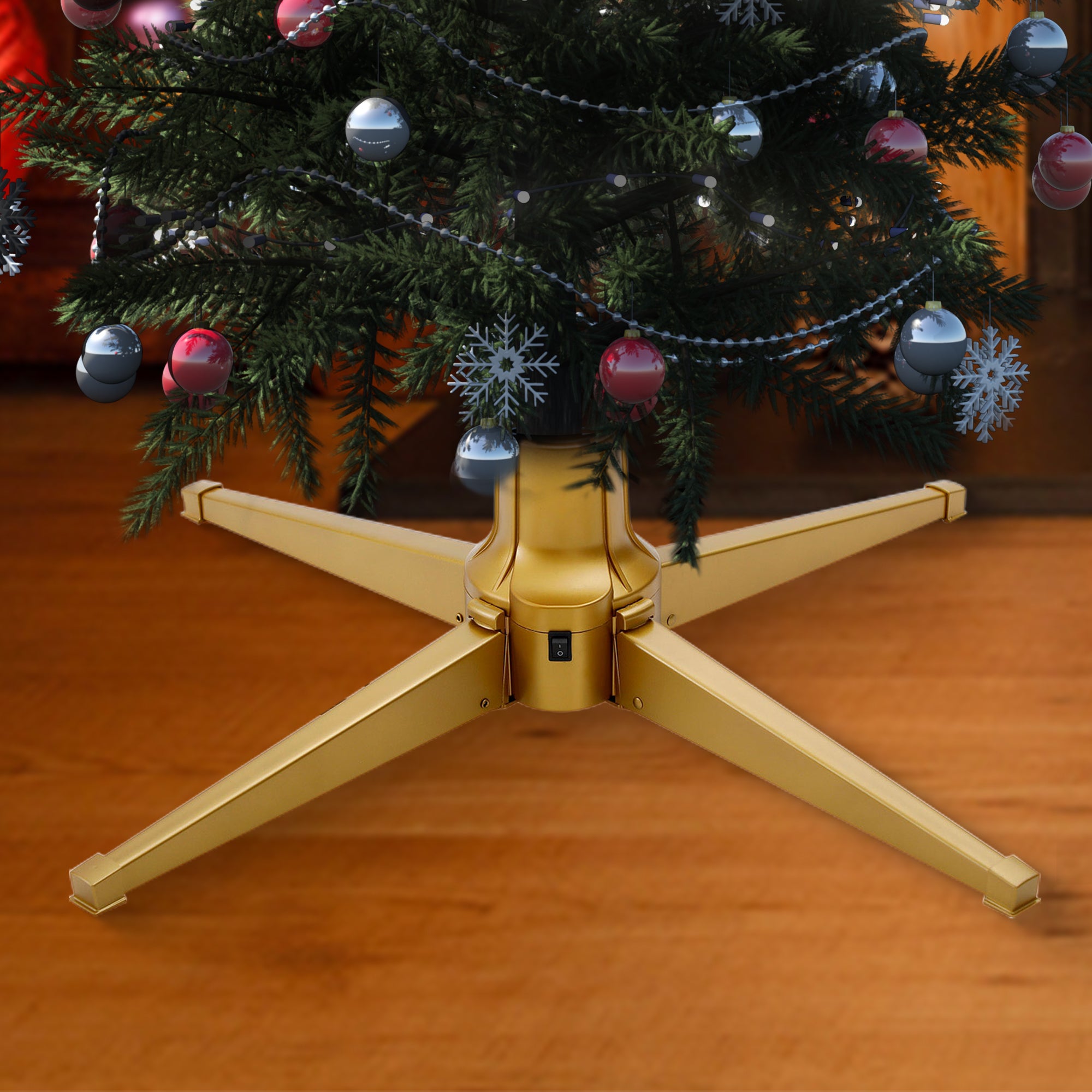 Home Heritage Electric Metal Rotating Tree Stand for 7 Ft Trees, Gold(For Parts)