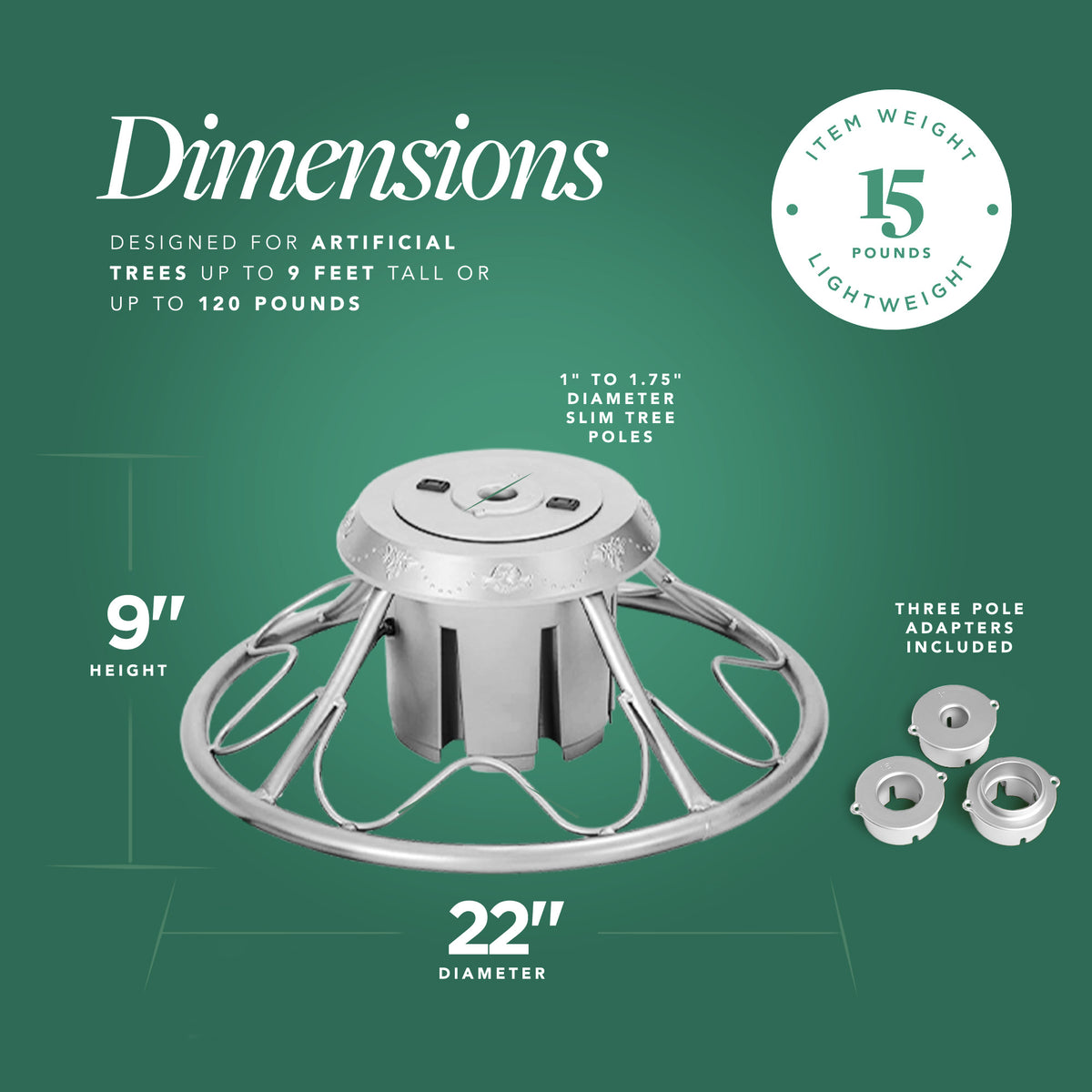 Home Heritage Rotating Stand for Artificial Christmas Trees, Silver (Open Box) - VMInnovations