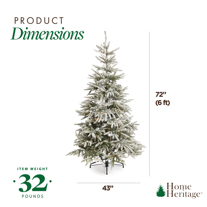 Home Heritage 6-Foot Pre Lit Snowy Abies Pine Christmas Tree (Open Box) - VMInnovations