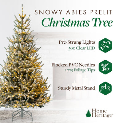 Home Heritage Snowy Abies Pine 6 Foot Prelit Flocked Christmas Tree (Used) - VMInnovations
