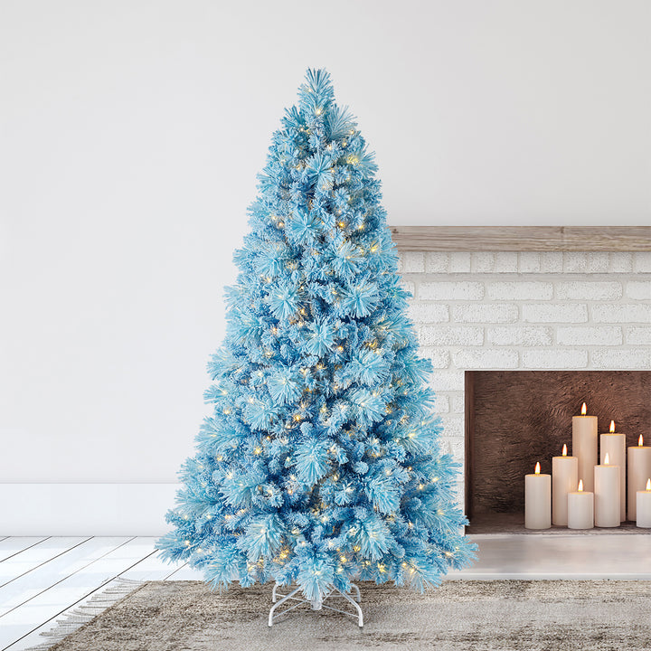 Home Heritage 6.5 Ft Pre-Lit Artificial Christmas Holiday Tree, Blue (Open Box)