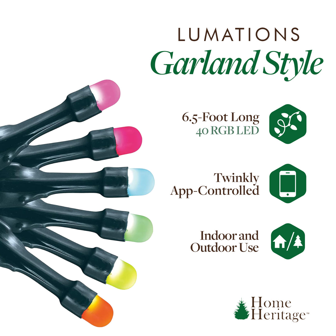 Lumations Twinkly App Controlled Garland Style 40 RGB LED Lights, (Open Box)