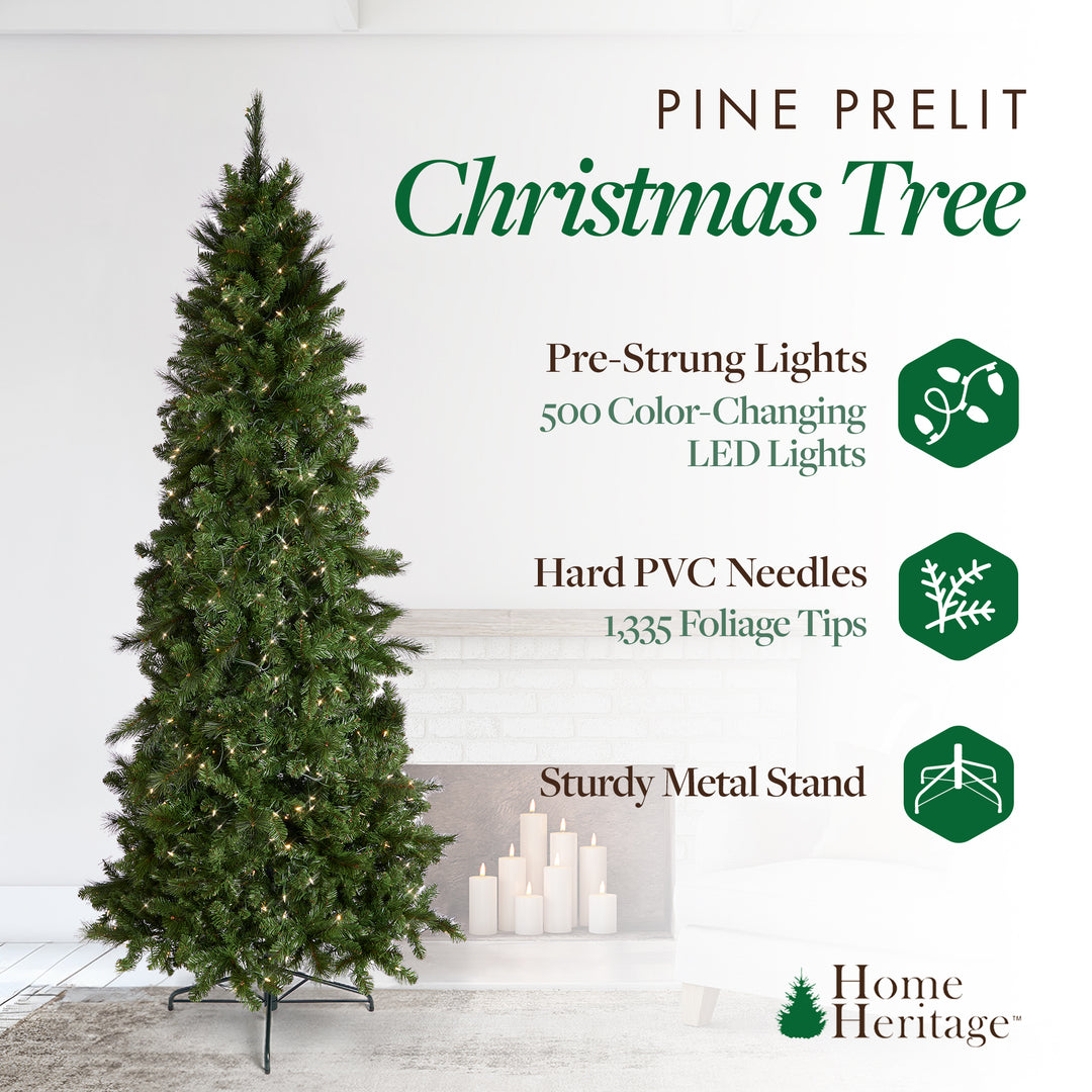 Home Heritage Cascade Quick Set 9 Foot 500 LED Pre-Lit Artificial Tree(Open Box)