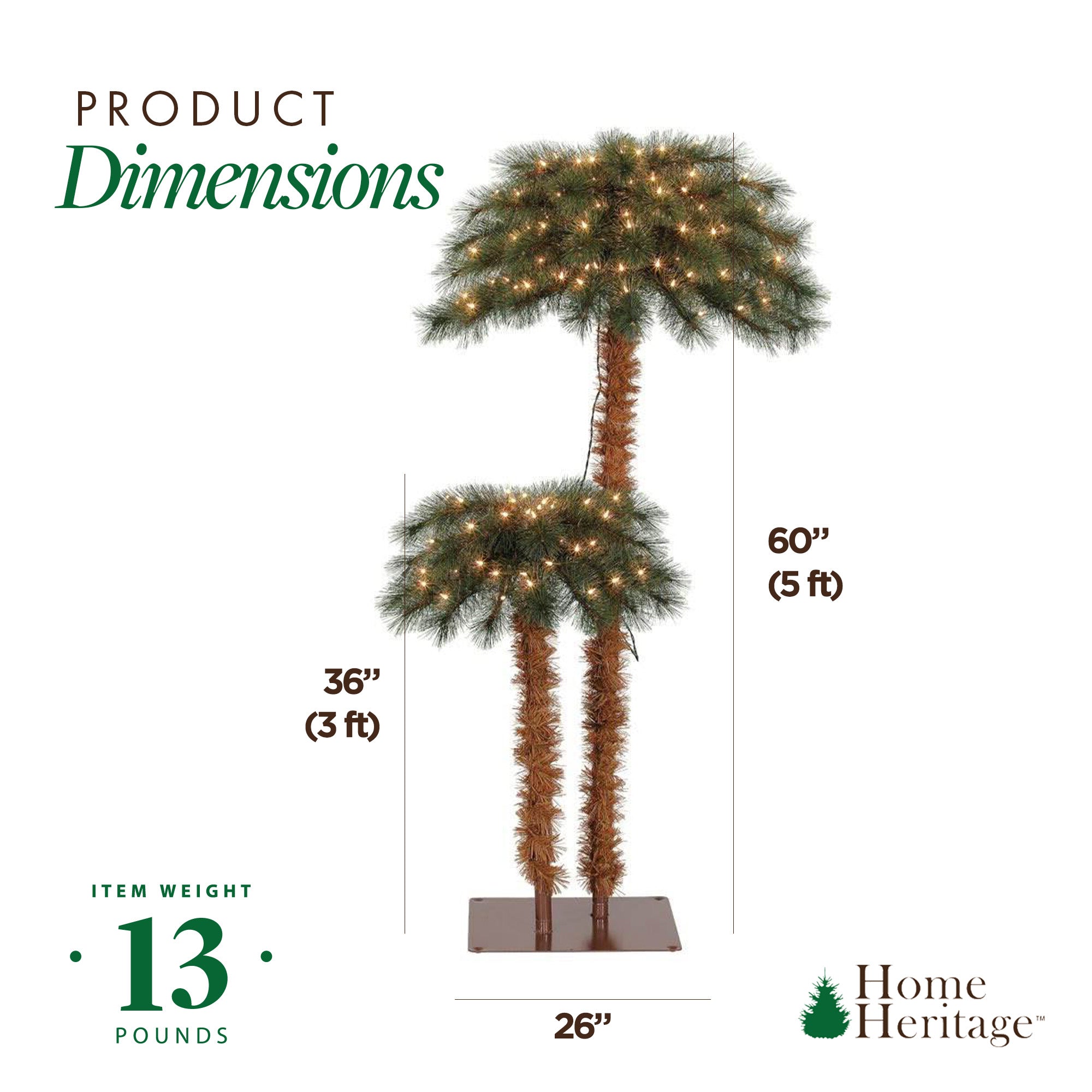 Island Breeze Pre-Lit Tropical Christmas Palm Tree w/ White Lights (For Parts)