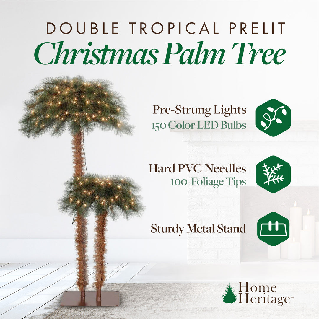 Island Breeze Pre-Lit Tropical Christmas Palm Tree w/ White Lights (For Parts)