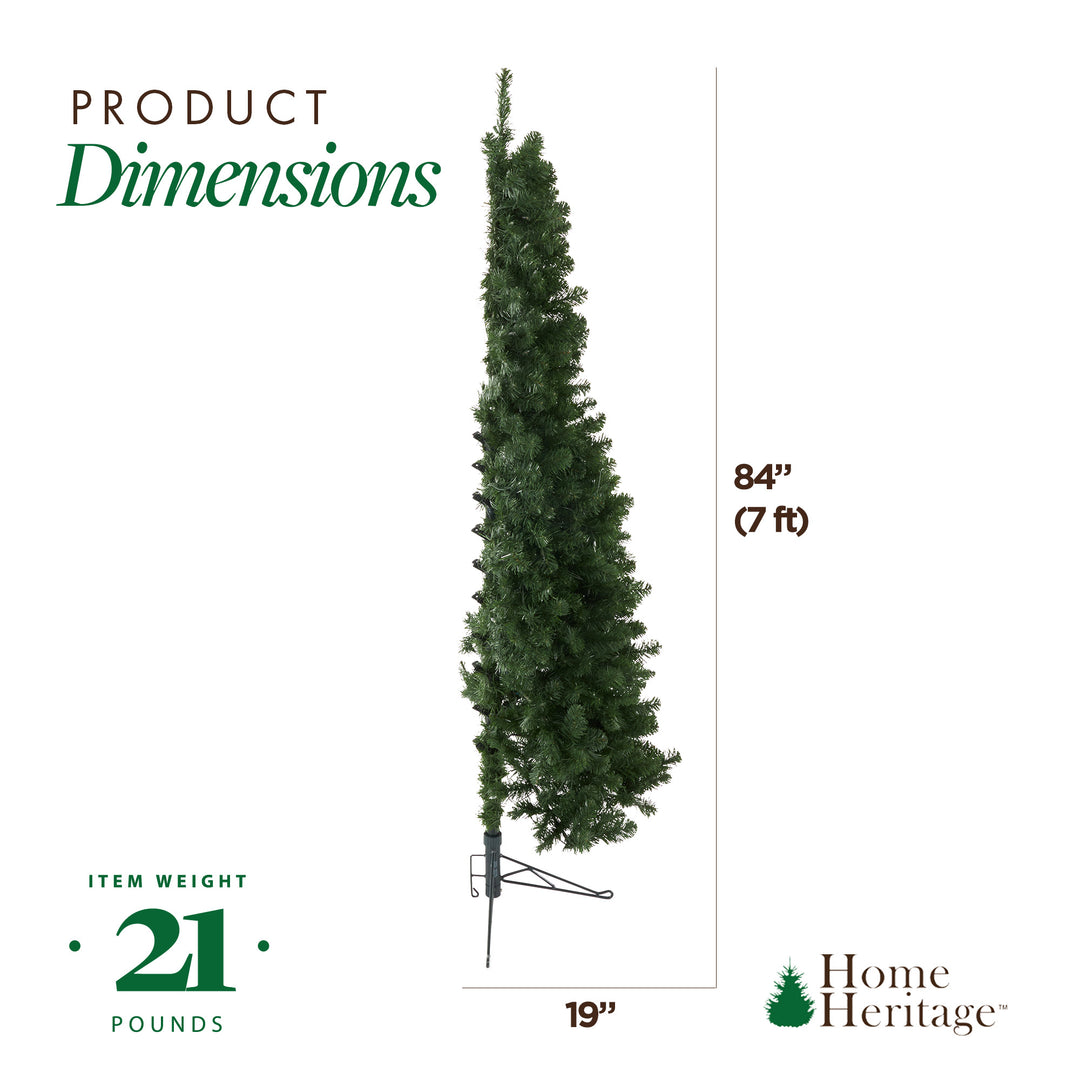 Home Heritage 7' Pre-Lit Artificial Half Christmas Tree w/ Folding Stand (Used)