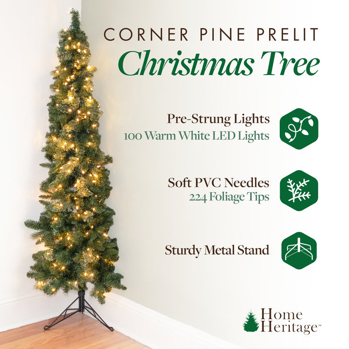 Home Heritage 5' Clear Pre Lit Artificial Indoor Corner Christmas Tree(Open Box)