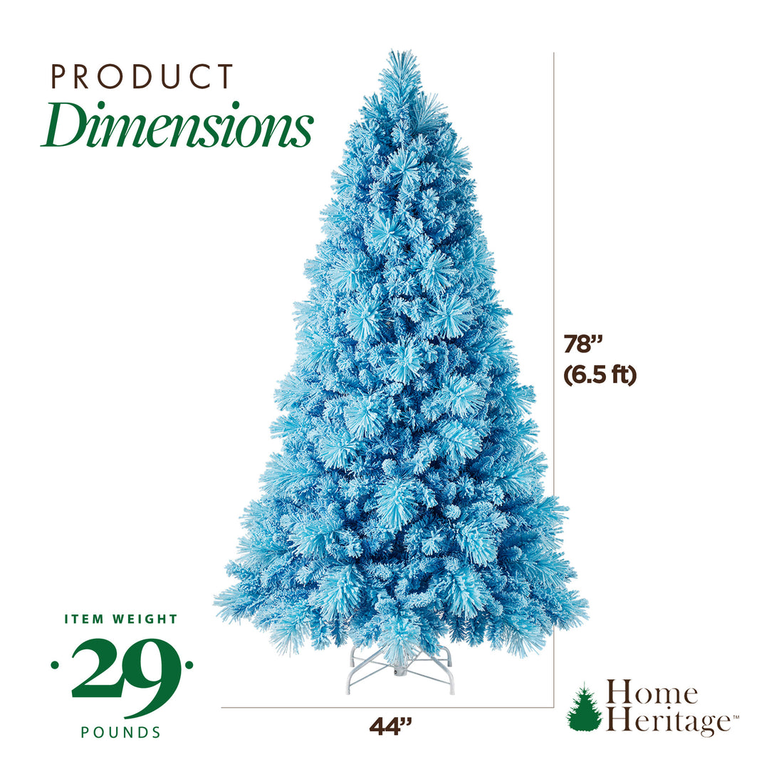Home Heritage Snowdrift 6.5 Ft Pre-Lit Artificial Christmas Holiday Tree, Blue - VMInnovations