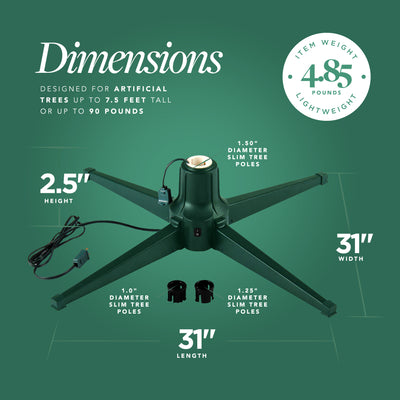 Home Heritage Rotating Christmas Tree Stand w/ Twinkly App Controlled RGB Lights