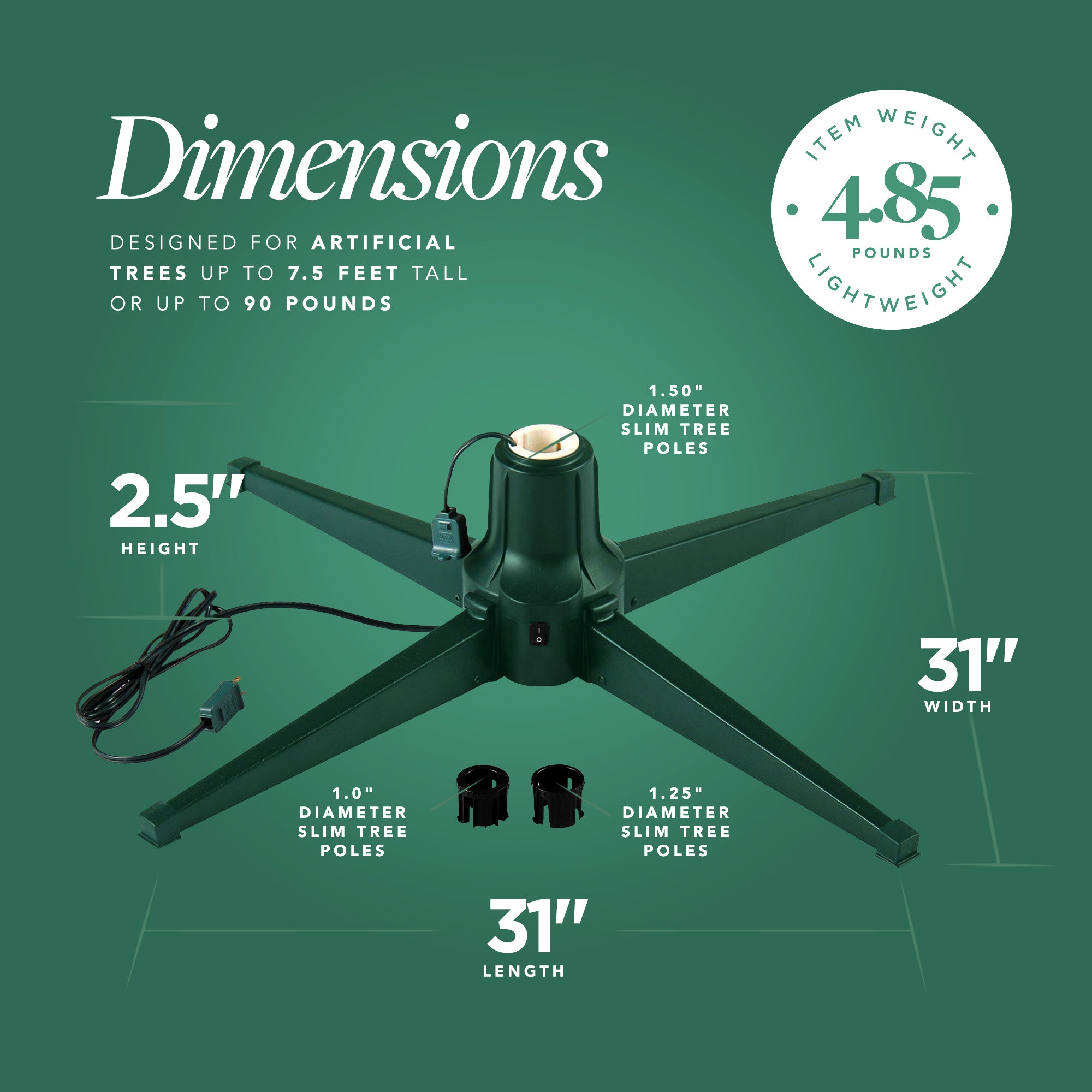 Home Heritage Metal Rotating & Powered Christmas Tree Stand with Adaptors (Used) - VMInnovations
