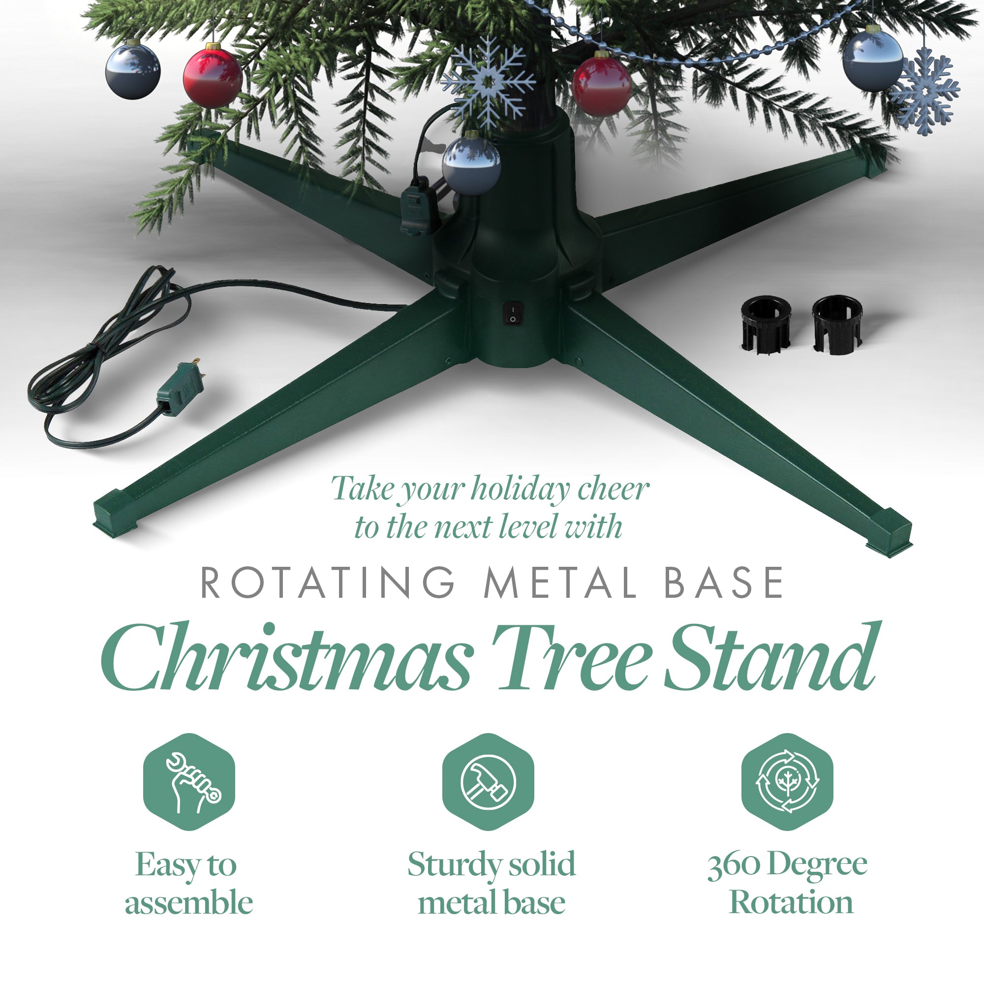 Home Heritage Metal Rotating and Powered Christmas Tree Stand (Open Box)(2 Pack)