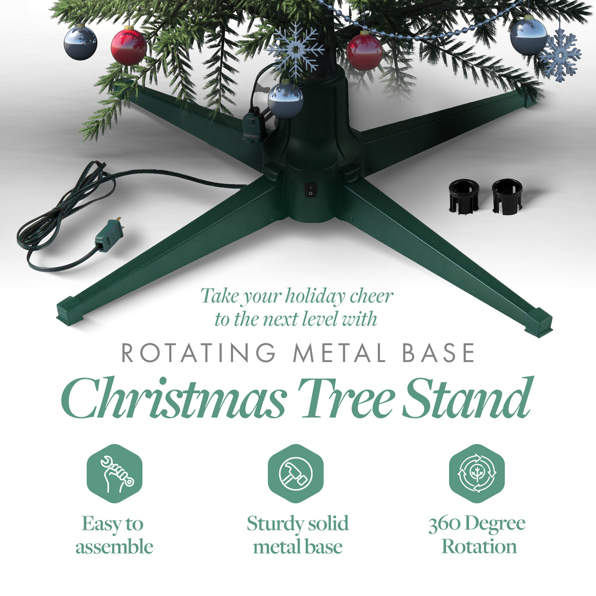 Home Heritage Rotating Christmas Tree Stand w/ Twinkly App Controlled RGB Lights